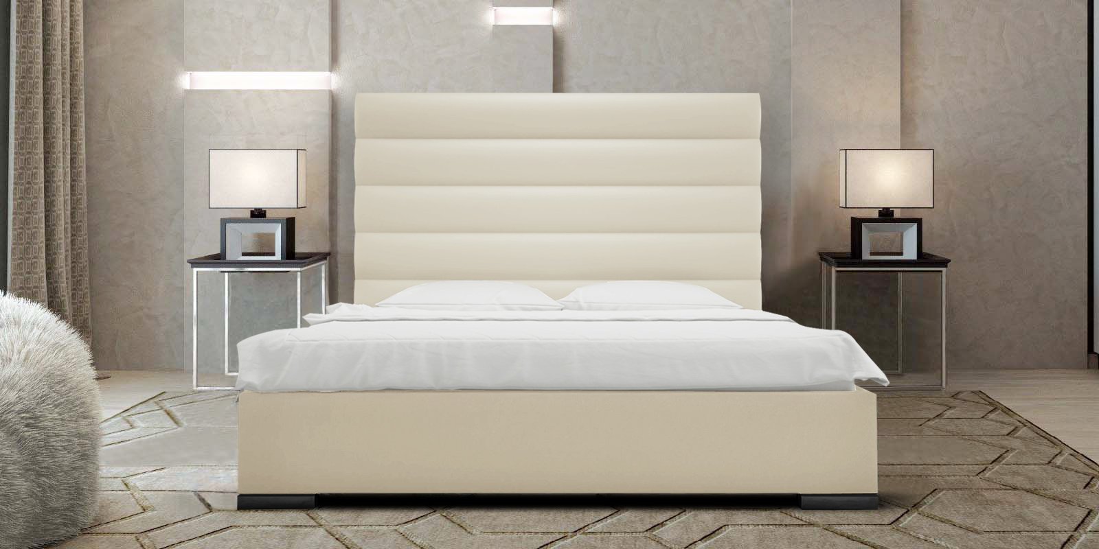 Elegant King Size Upholstered Bed in Beige Colour by Dreamzz Furniture