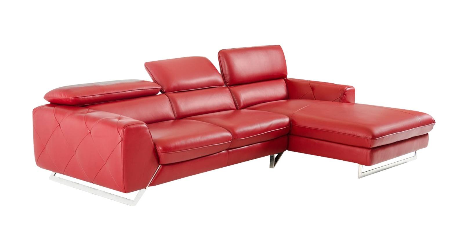 Ultra Modern LHS 2 Seater Sofa with Lounger in Red Colour by Dreamzz Furniture