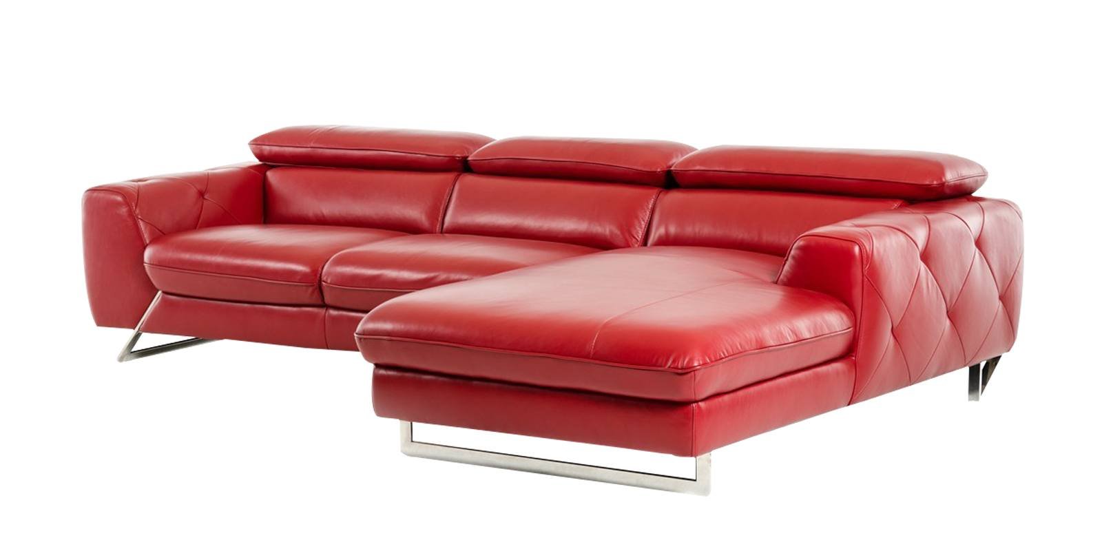 Ultra Modern LHS 2 Seater Sofa with Lounger in Red Colour by Dreamzz Furniture