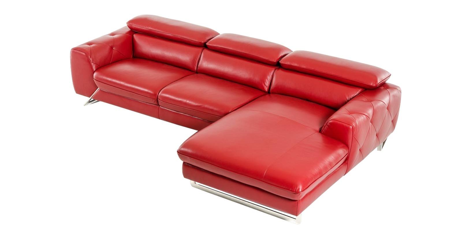 Ultra Modern LHS 2 Seater Sofa with Lounger in Red Colour by Dreamzz Furniture