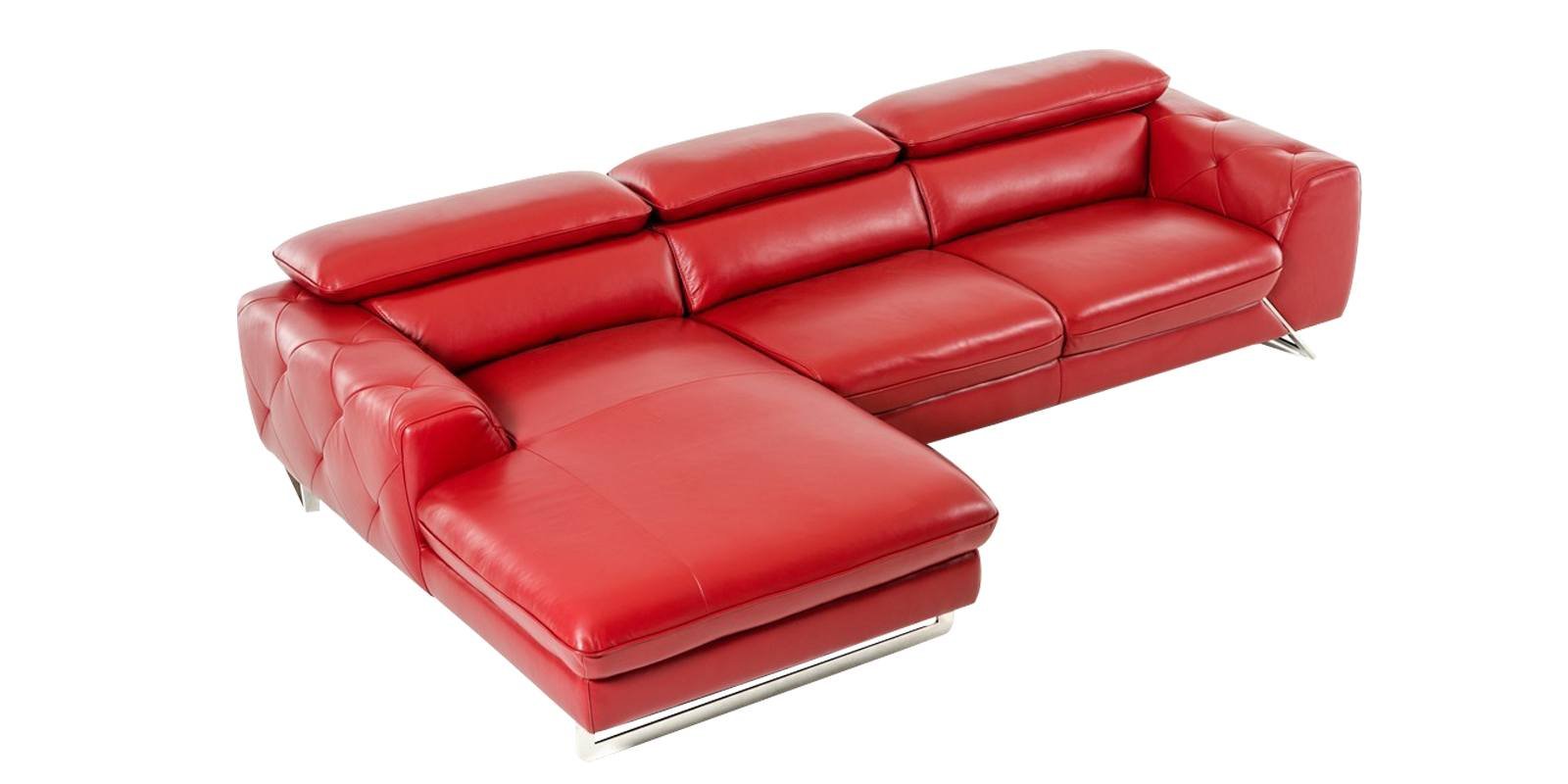 Ultra Modern LHS 2 Seater Sofa with Lounger in Red Colour by Dreamzz Furniture