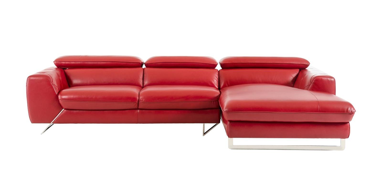 Ultra Modern LHS 2 Seater Sofa with Lounger in Red Colour by Dreamzz Furniture