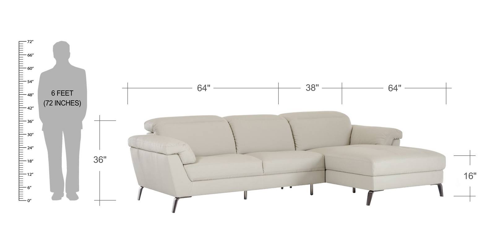 Honora LHS Sofa with Lounger in Beige Colour by Dreamzz Furniture