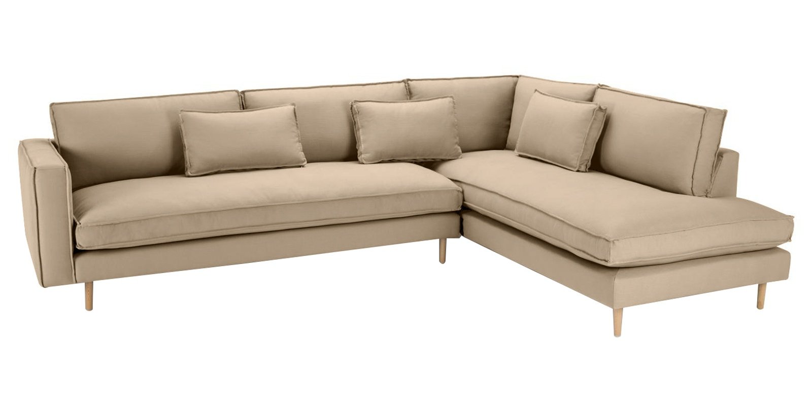 Modular RHS 3 Seater Sofa with Lounger in Beige Colour by Dreamzz Furniture