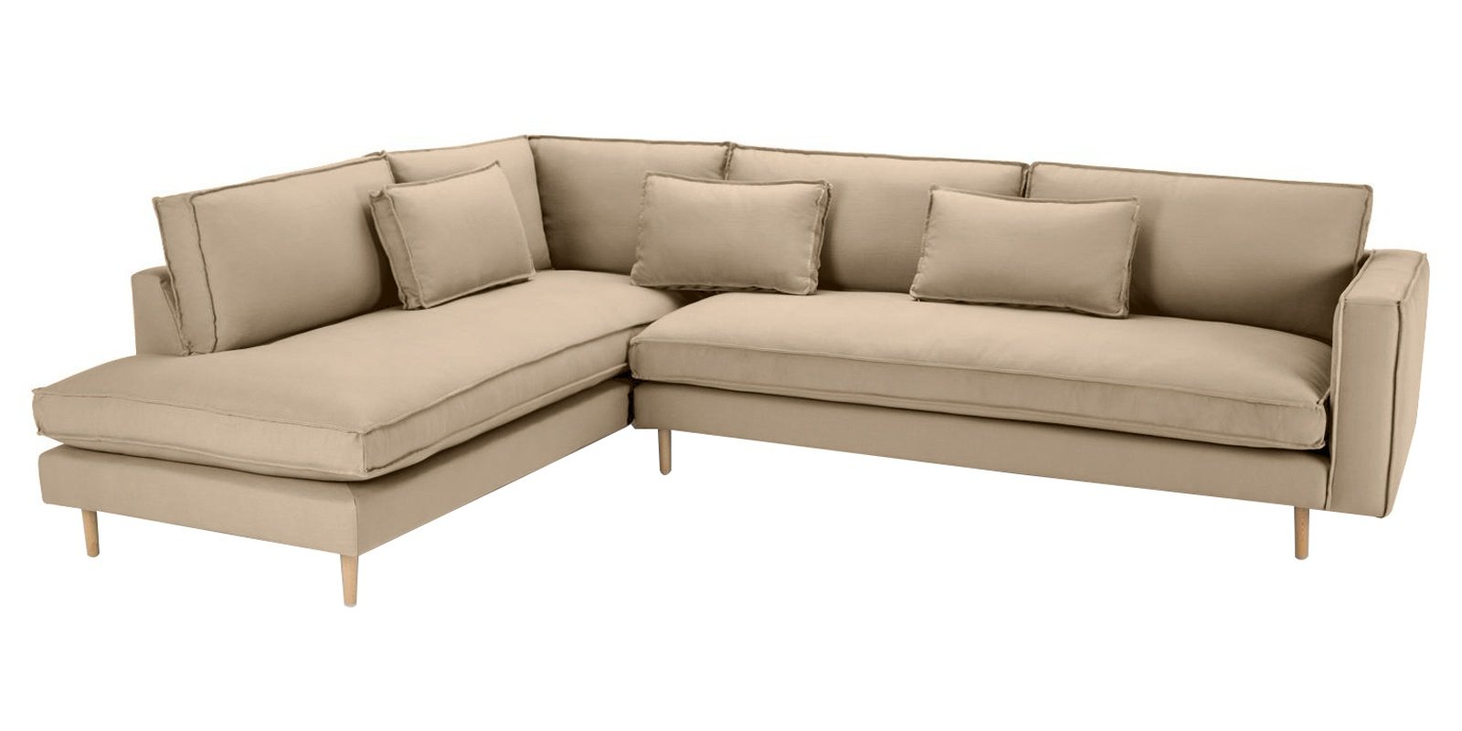 Modular RHS 3 Seater Sofa with Lounger in Beige Colour by Dreamzz Furniture