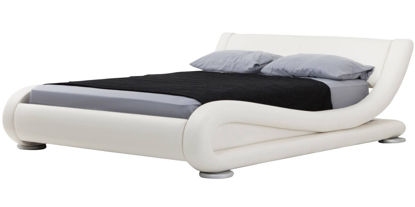 Savvy Queen Size Upholstered Bed in White Colour by Dreamzz Furniture