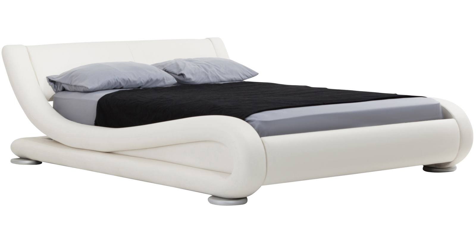 Savvy Queen Size Upholstered Bed in White Colour by Dreamzz Furniture