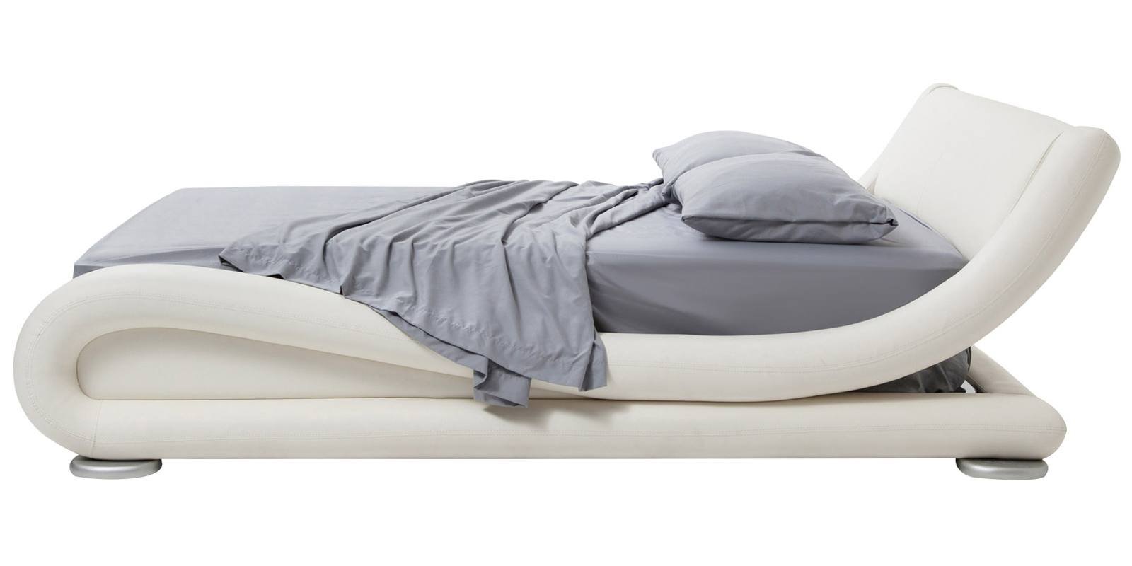 Savvy Queen Size Upholstered Bed in White Colour by Dreamzz Furniture