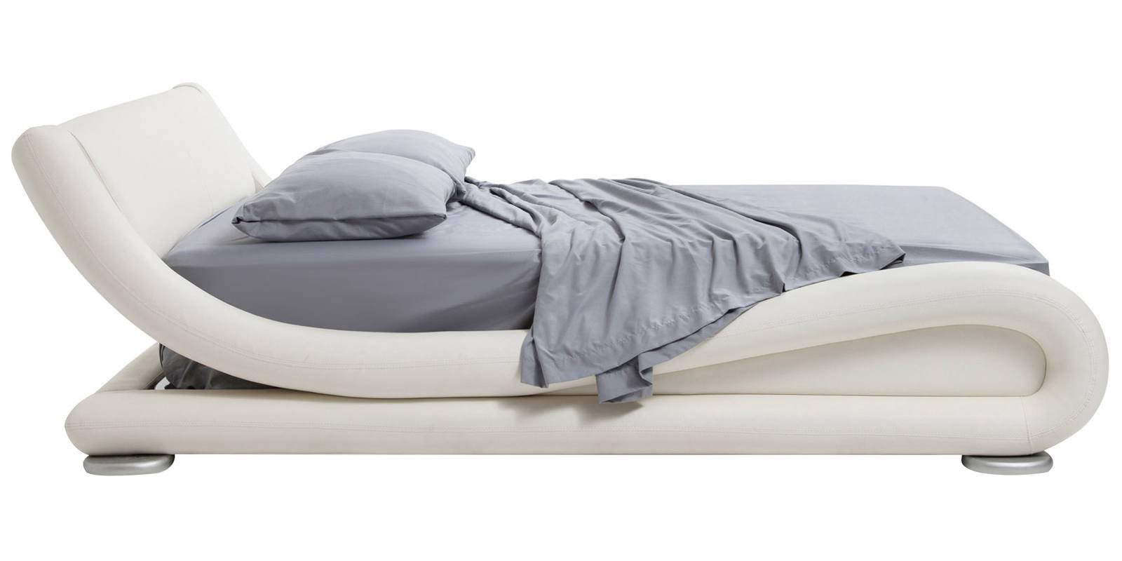 Savvy Queen Size Upholstered Bed in White Colour by Dreamzz Furniture