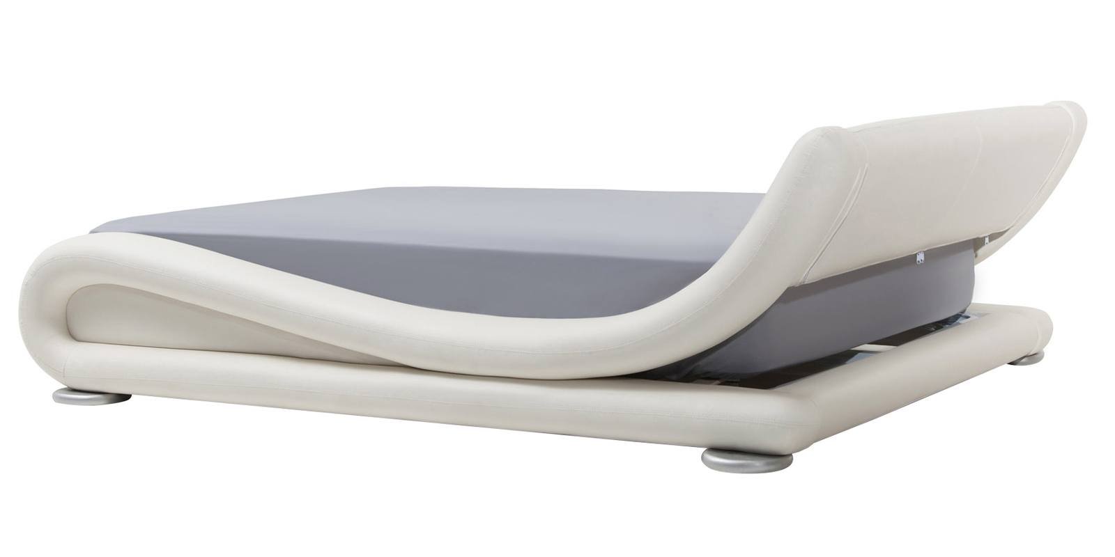 Savvy Queen Size Upholstered Bed in White Colour by Dreamzz Furniture