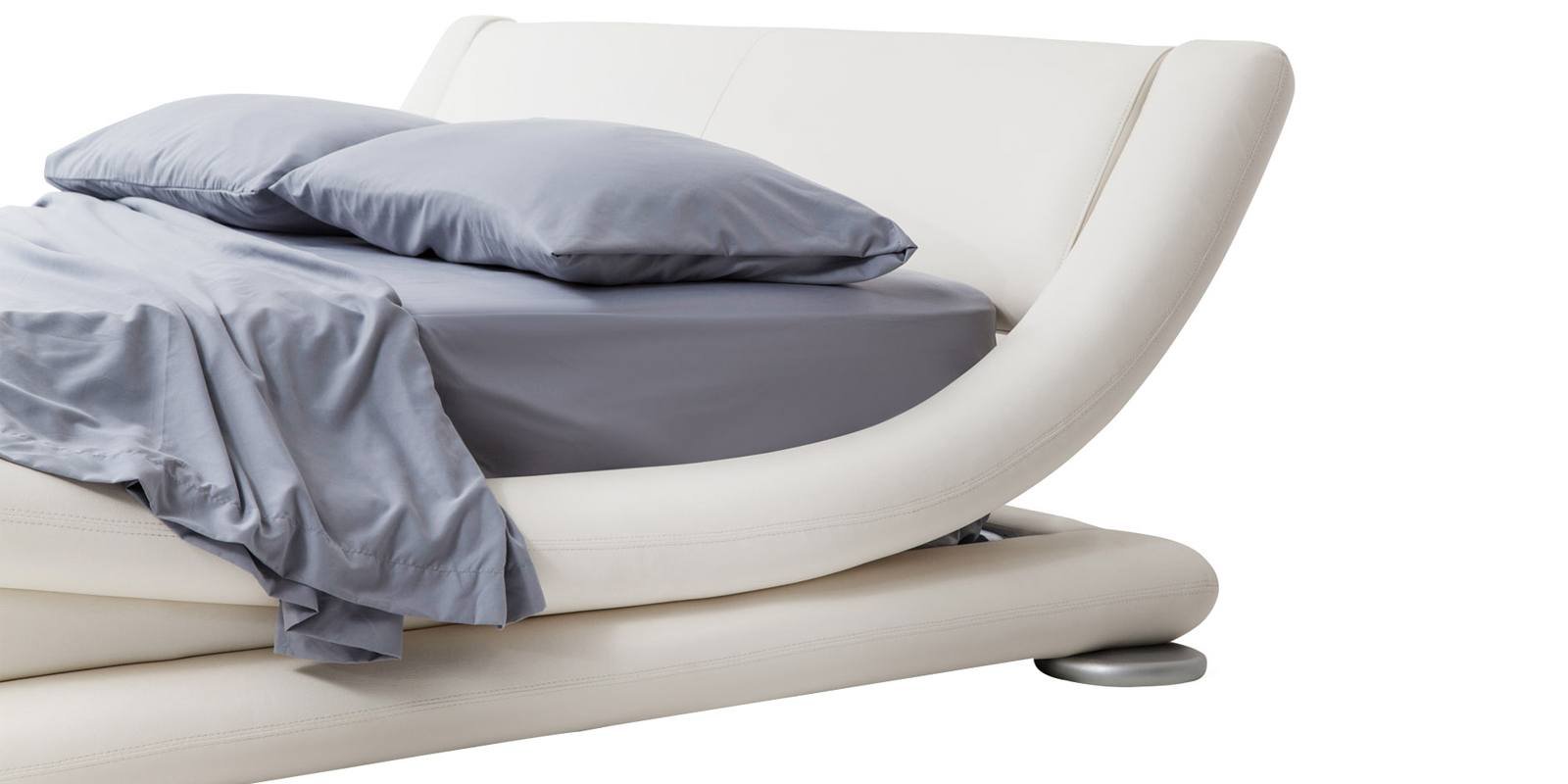 Savvy Queen Size Upholstered Bed in White Colour by Dreamzz Furniture