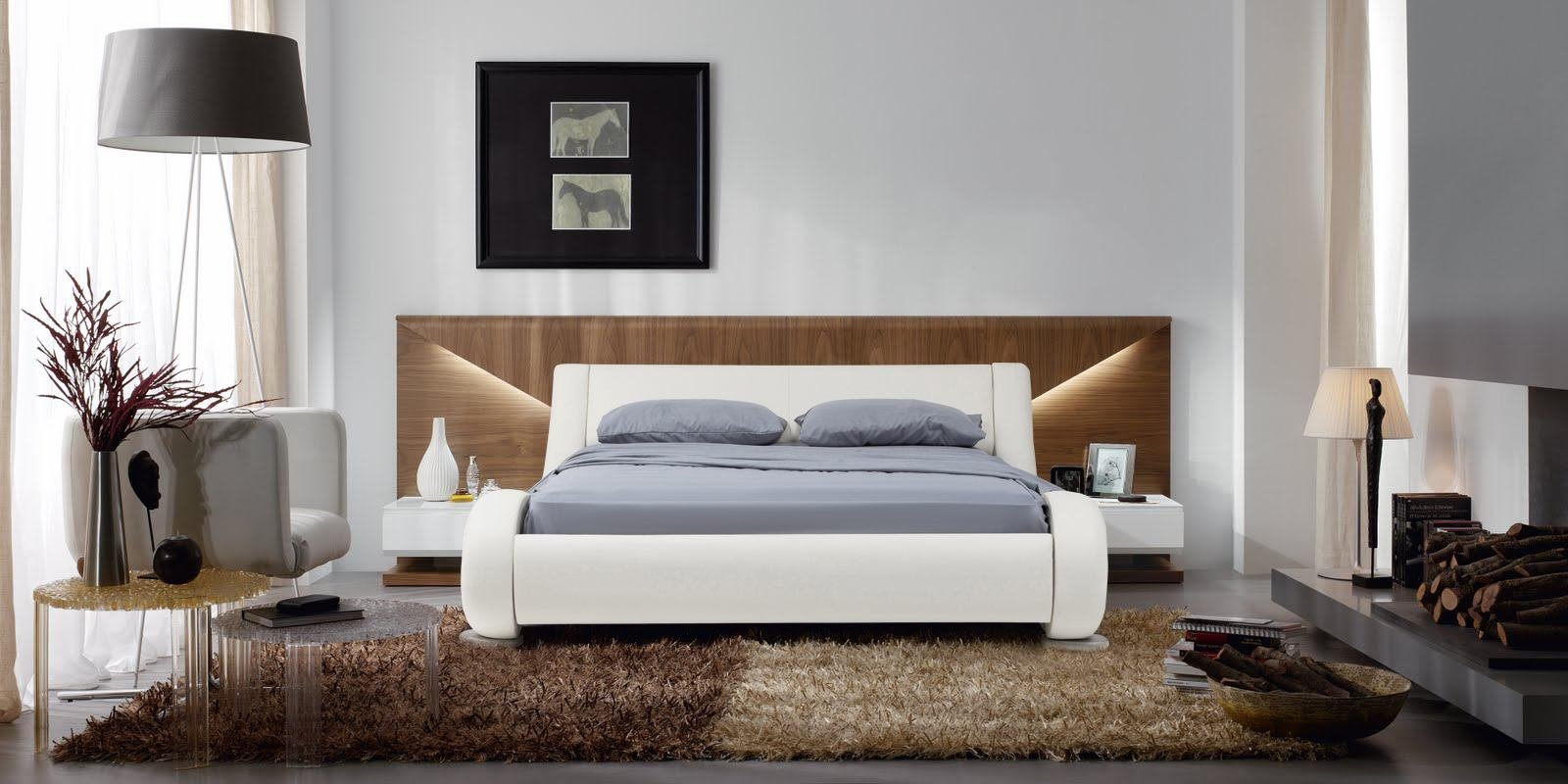 Savvy Queen Size Upholstered Bed in White Colour by Dreamzz Furniture