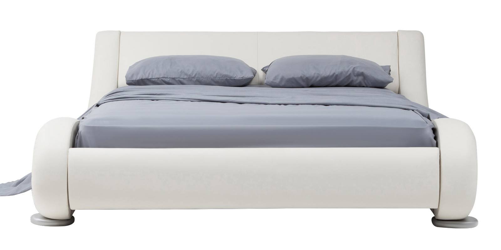Savvy Queen Size Upholstered Bed in White Colour by Dreamzz Furniture