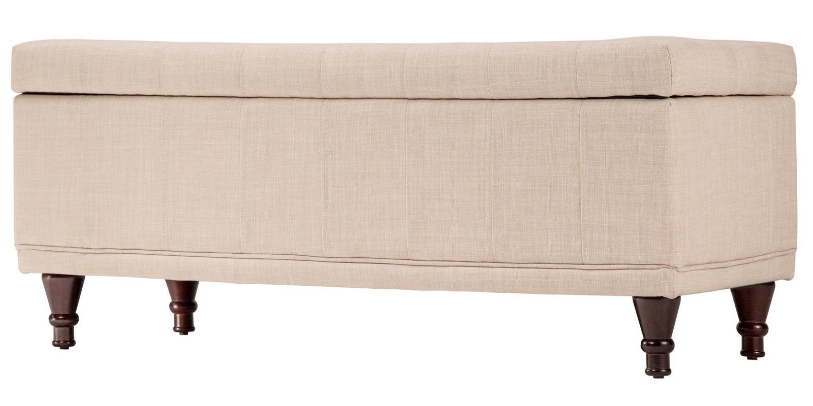 Tufted Flip-Top Settee With Storage In Sand Colour