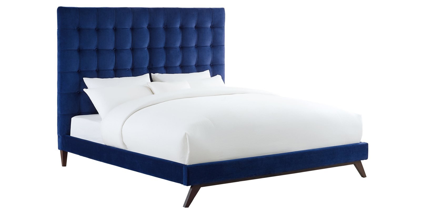 Glorious Queen Size Upholstered Bed in Blue Colour by Dreamzz Furniture