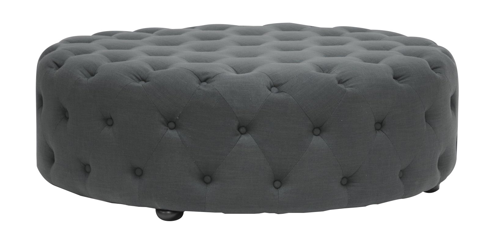 Hustle Round Tufted Pouffe in Grey Colour by Dreamzz Furniture
