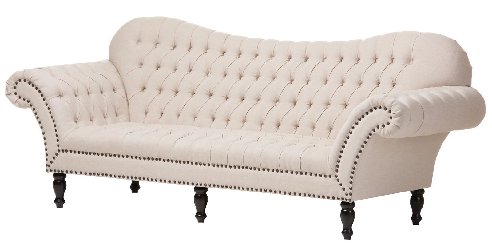 Chic Style Three Seater Chesterfield Sofa In Beige Colour
