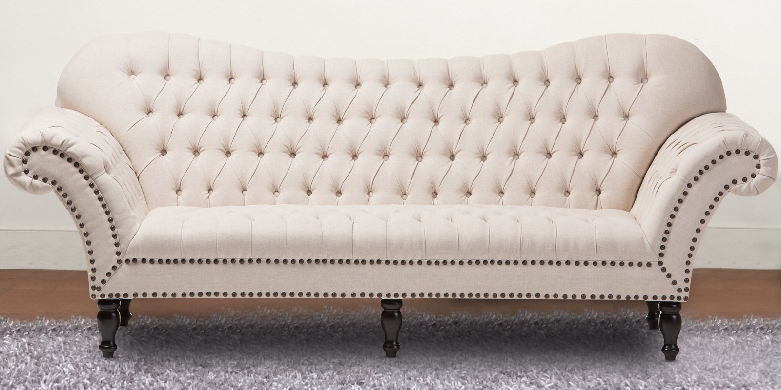 Chic Style Three Seater Chesterfield Sofa In Beige Colour