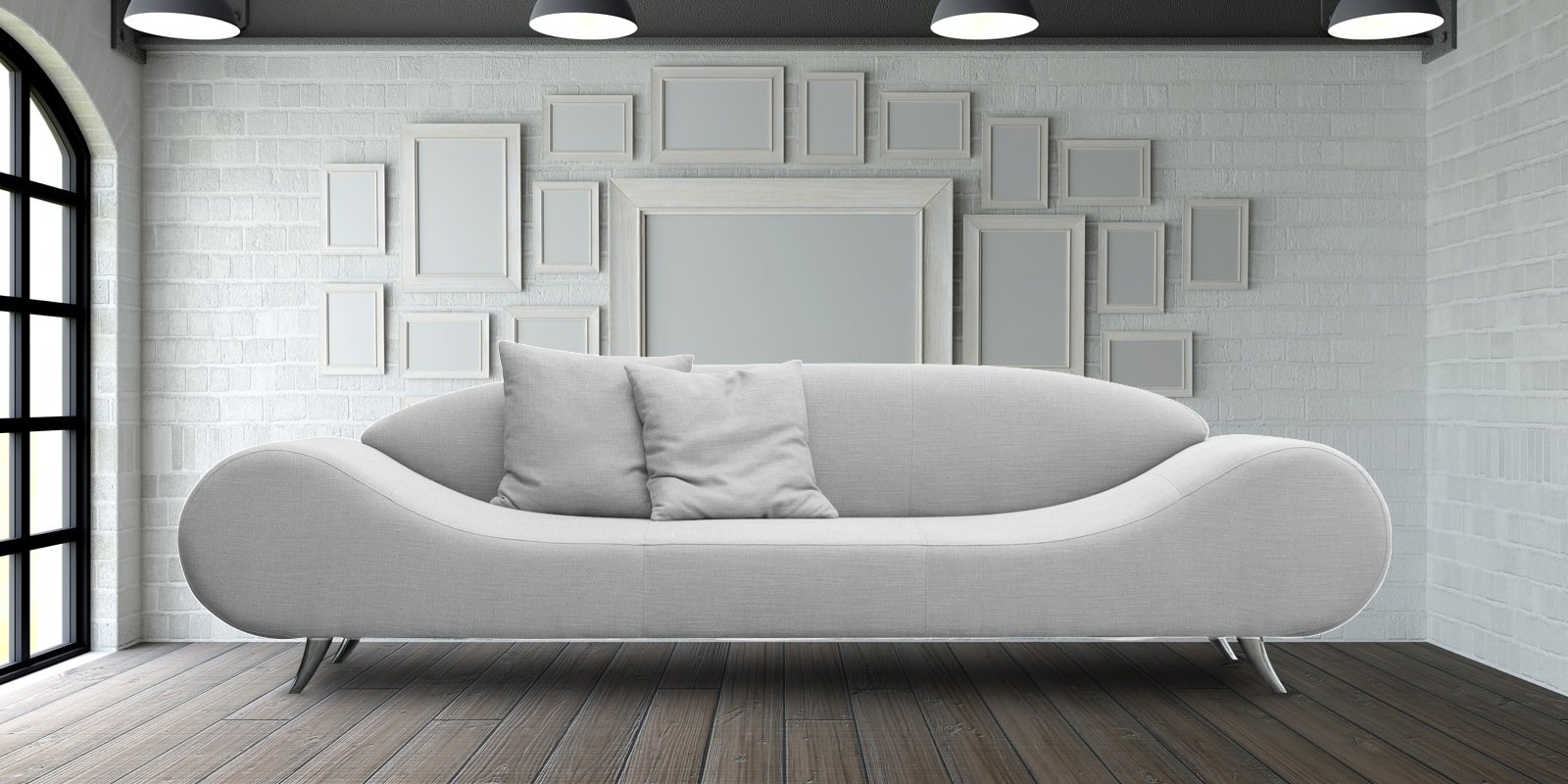 Astonishing 3 Seater Sofa in Shiny Light Grey Colour by Dreamzz Furniture