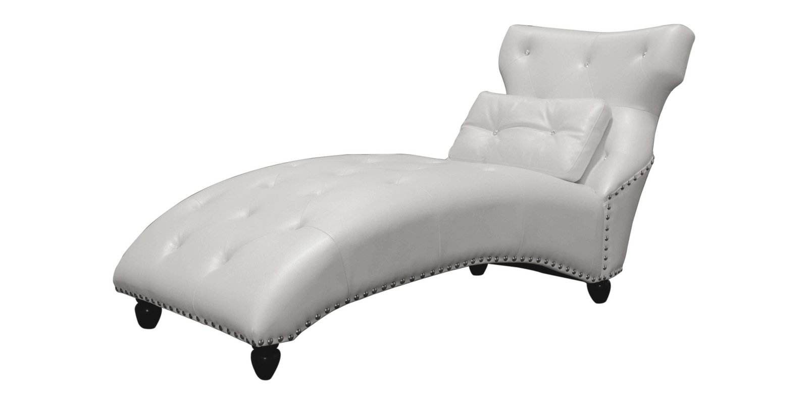 Modish Lounge Chaise In Pearl White Leatherette