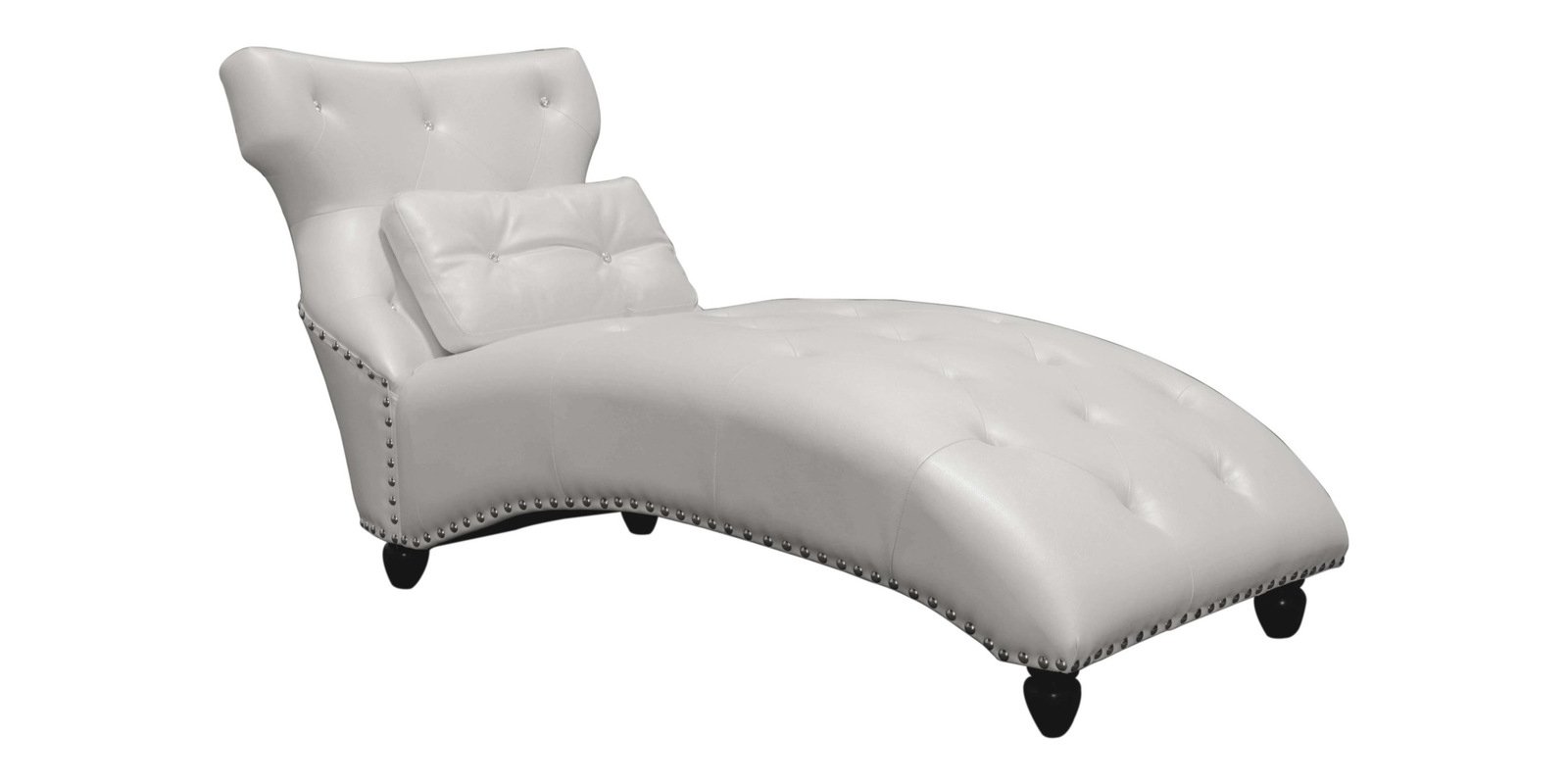 Modish Lounge Chaise In Pearl White Leatherette