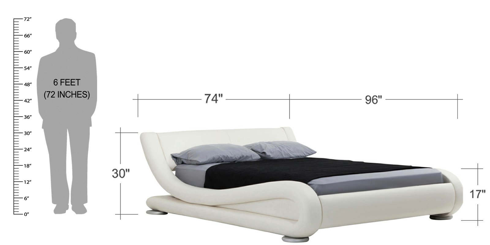 Savvy Queen Size Upholstered Bed in White Colour by Dreamzz Furniture