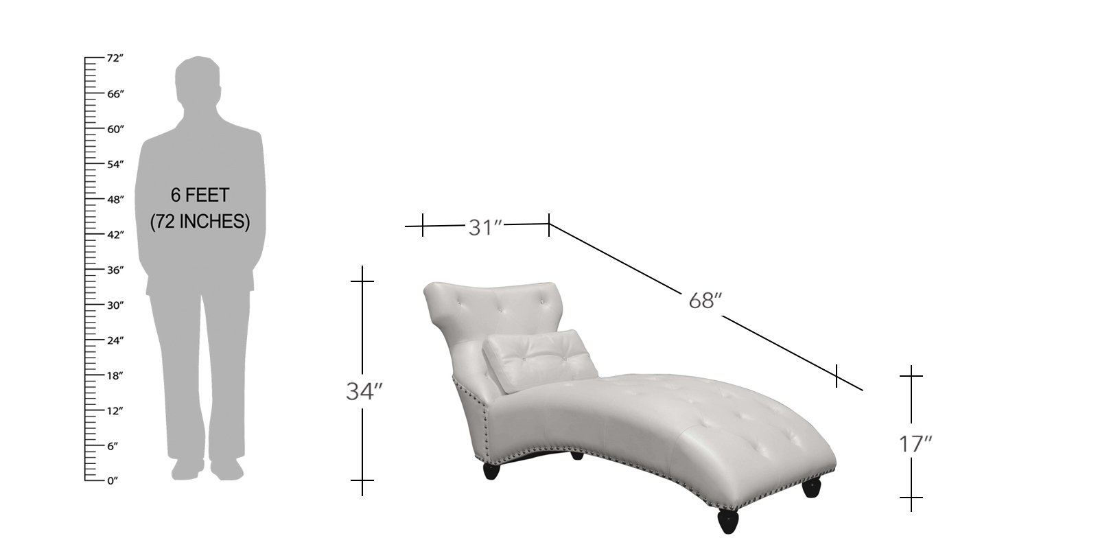 Modish Lounge Chaise In Pearl White Leatherette