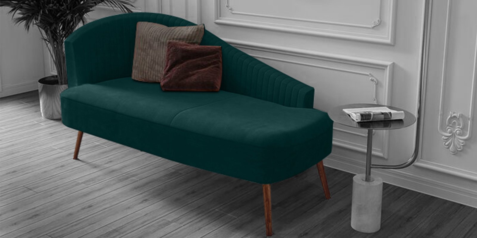 Elite LHS Lounger in Green Colour by Dreamzz Furniture